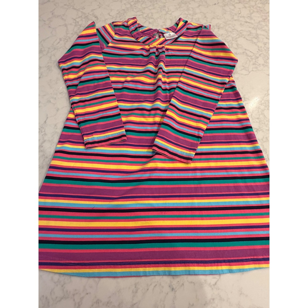 Hanna Andersson Girls Multi Color Stripe Long Sleeve Cotton Dress Size 150 - Picture 5 of 6
